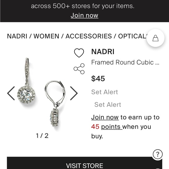 NADRI Framed Round Cubic Zirconia Drop Pierced Earrings - Picture 9 of 10